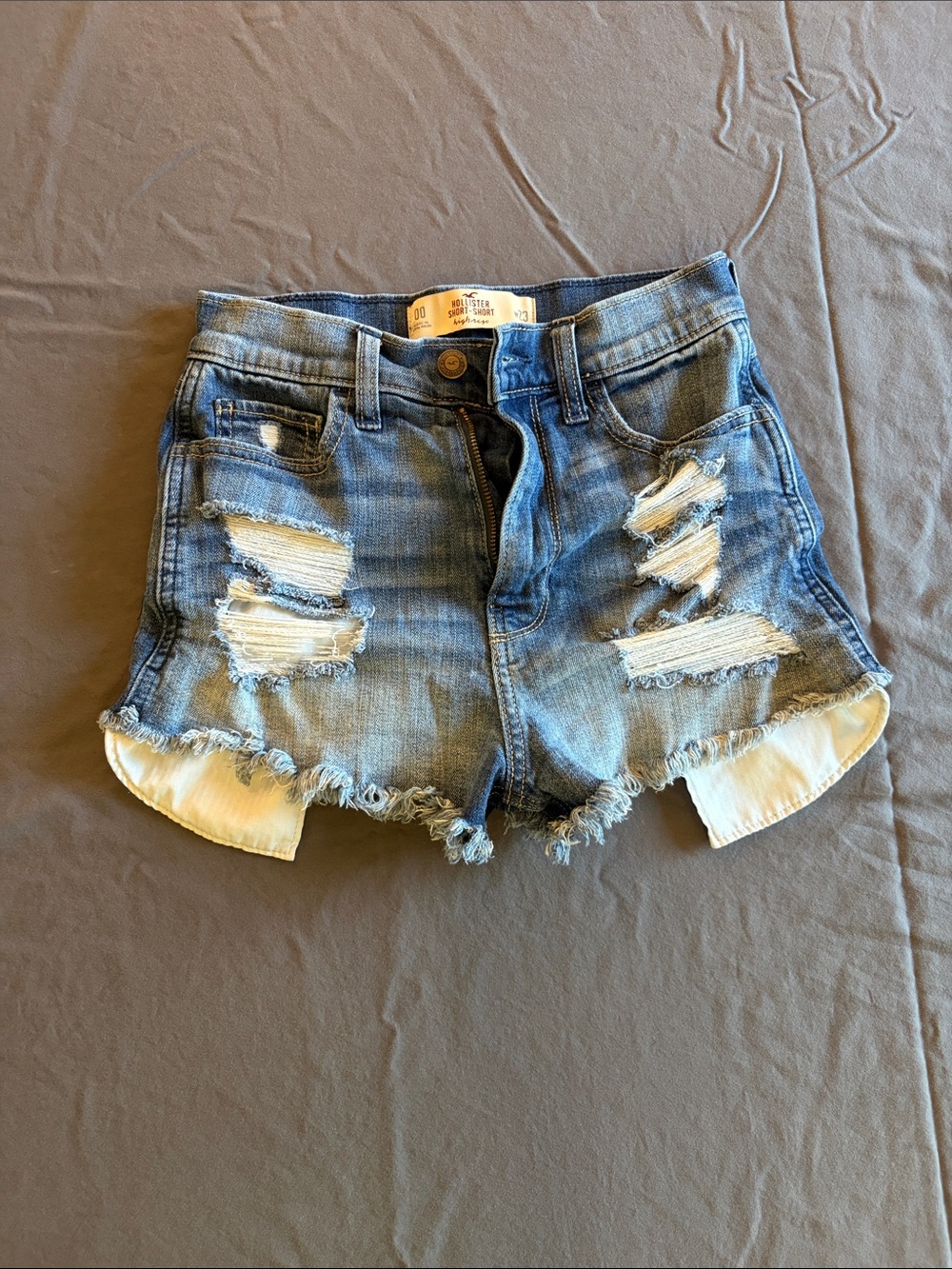 Hollister Distressed Denim Cutoff Shorts - Light Blue